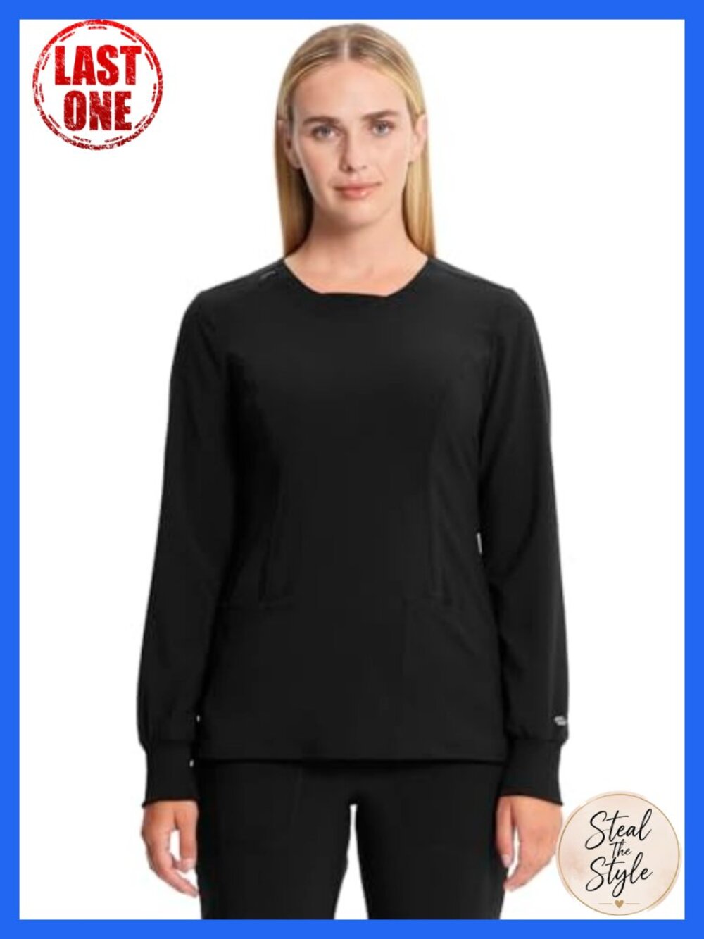 Long Sleeve Scrub Top Medical Uniform 4-Way Stretch 3 Pockets